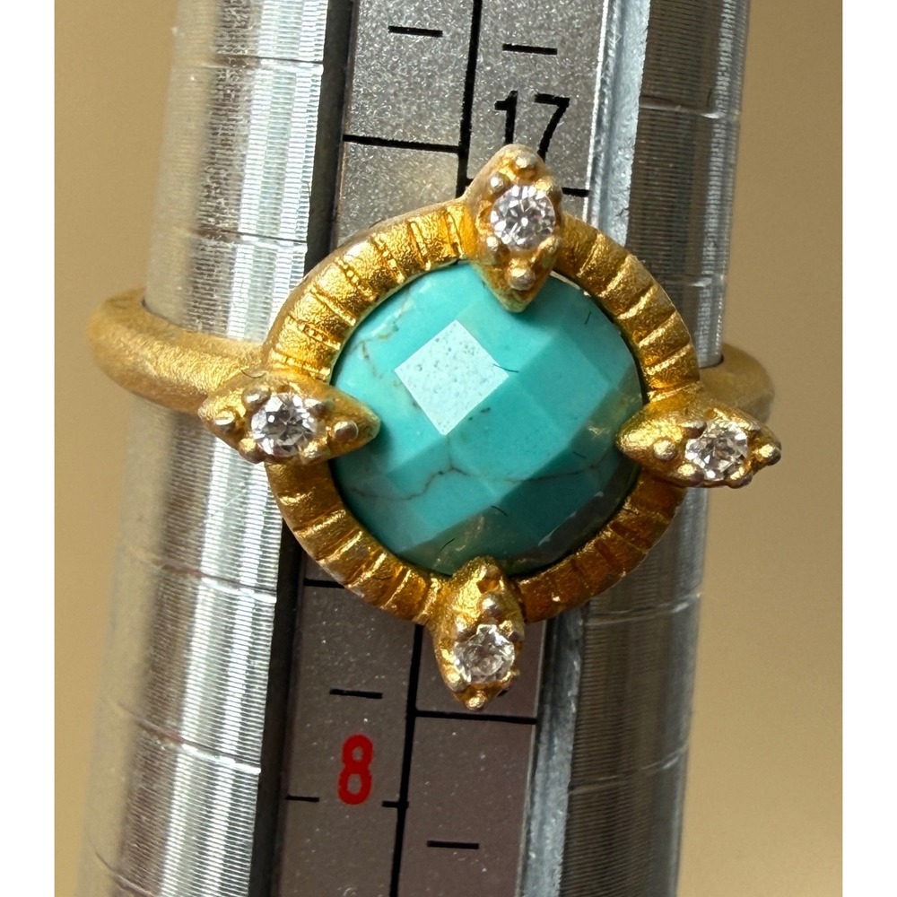 Freida Rothman Collection 925 Amazonian Allure Turquoise Ring CZ Size 7 Boho - Picture 8 of 9